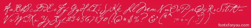 P22CezanneRegular-Schriftart – Rosa Schriften auf rotem Hintergrund