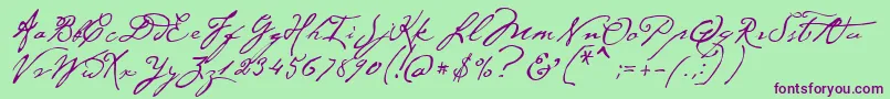 P22CezanneRegular Font – Purple Fonts on Green Background
