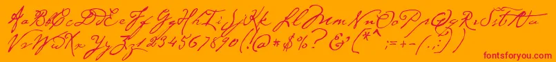 P22CezanneRegular Font – Red Fonts on Orange Background