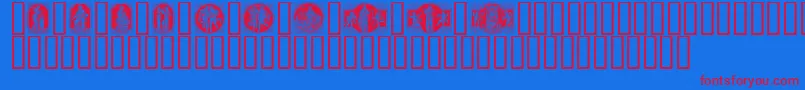 EnKlassiskMaaned Font – Red Fonts on Blue Background