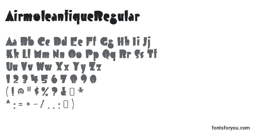 Czcionka AirmoleantiqueRegular – alfabet, cyfry, specjalne znaki