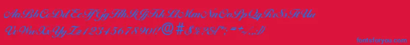 BallantinesserialBold-Schriftart – Blaue Schriften auf rotem Hintergrund