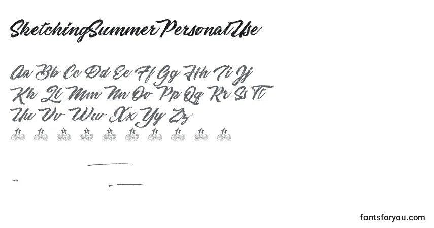 Fuente SketchingSummerPersonalUse - alfabeto, números, caracteres especiales