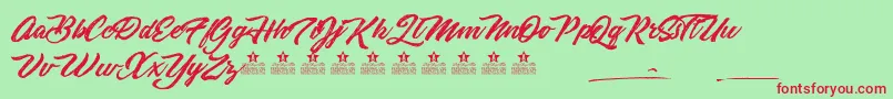 SketchingSummerPersonalUse Font – Red Fonts on Green Background