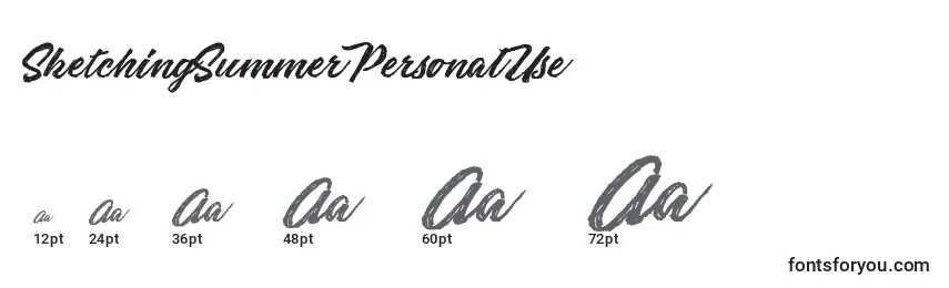 SketchingSummerPersonalUse Font Sizes