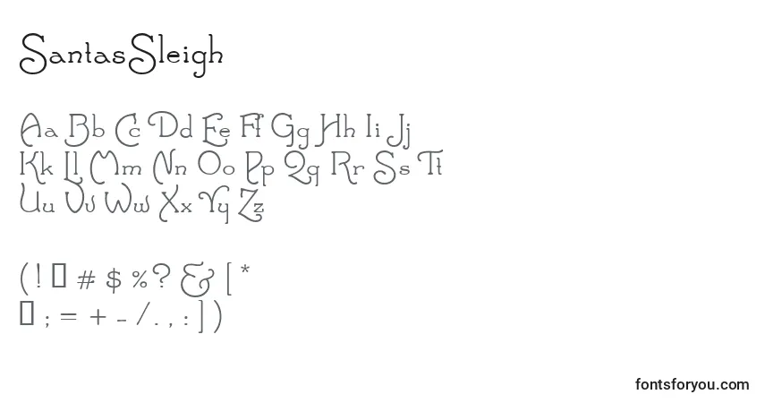 characters of santassleigh font, letter of santassleigh font, alphabet of  santassleigh font