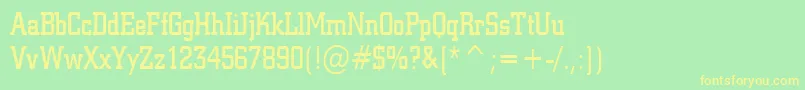 Geo957CondensedNormal-Schriftart – Gelbe Schriften auf grünem Hintergrund
