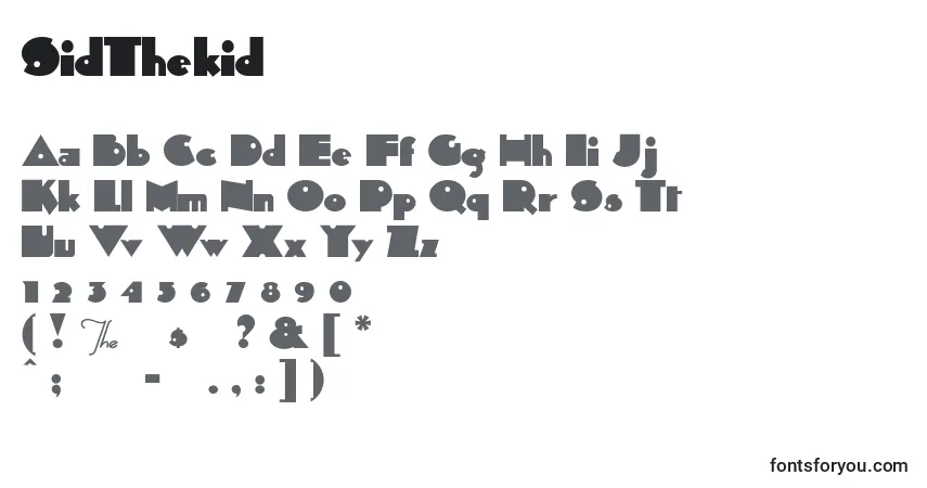 A fonte SidThekid – alfabeto, números, caracteres especiais