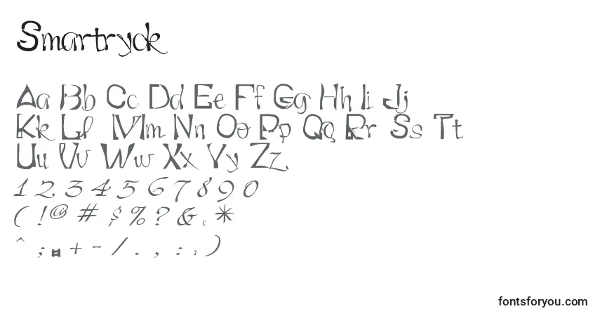 A fonte Smartryck – alfabeto, números, caracteres especiais