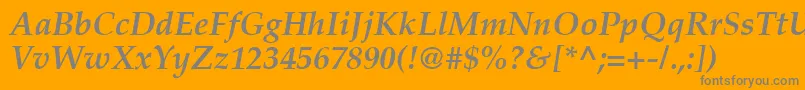 PalatinoРџРѕР»СѓР¶РёСЂРЅС‹Р№РљСѓСЂСЃРёРІ-Schriftart – Graue Schriften auf orangefarbenem Hintergrund
