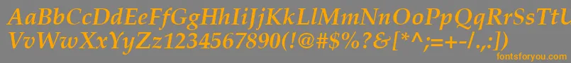 Подробнее о шрифте PalatinoПолужирныйКурсив Шрифт PalatinoПолужирныйКурсив – оранжевые шрифты на сером фоне