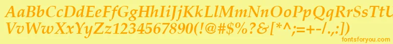 PalatinoРџРѕР»СѓР¶РёСЂРЅС‹Р№РљСѓСЂСЃРёРІ Font – Orange Fonts on Yellow Background