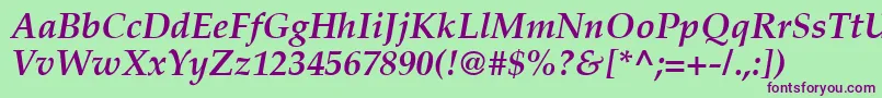 PalatinoРџРѕР»СѓР¶РёСЂРЅС‹Р№РљСѓСЂСЃРёРІ Font – Purple Fonts on Green Background