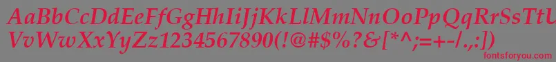 PalatinoРџРѕР»СѓР¶РёСЂРЅС‹Р№РљСѓСЂСЃРёРІ Font – Red Fonts on Gray Background