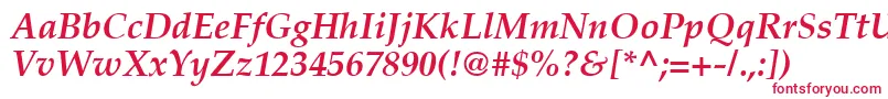 PalatinoРџРѕР»СѓР¶РёСЂРЅС‹Р№РљСѓСЂСЃРёРІ Font – Red Fonts on White Background