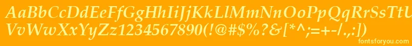 PalatinoРџРѕР»СѓР¶РёСЂРЅС‹Р№РљСѓСЂСЃРёРІ Font – Yellow Fonts on Orange Background