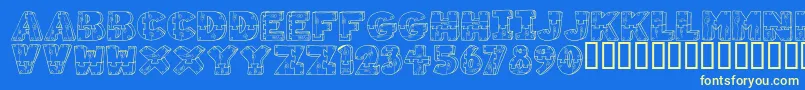 WoodShapes Font – Yellow Fonts on Blue Background