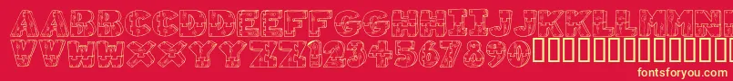 WoodShapes Font – Yellow Fonts on Red Background
