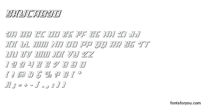 Schriftart Skycab3D – Alphabet, Zahlen, spezielle Symbole