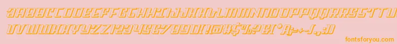 Skycab3D-Schriftart – Orangefarbene Schriften auf rosa Hintergrund