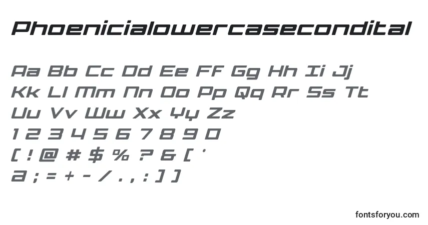 A fonte Phoenicialowercasecondital – alfabeto, números, caracteres especiais