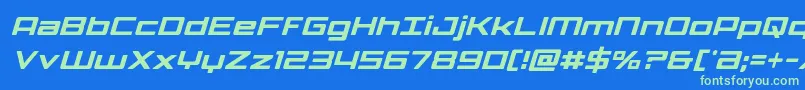 Phoenicialowercasecondital-Schriftart – Grüne Schriften auf blauem Hintergrund