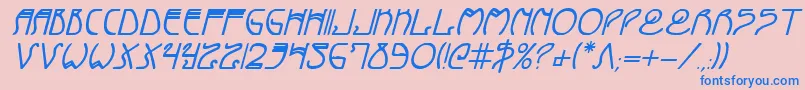 フォントCoyoteDecoBoldItalic – ピンクの背景に青い文字