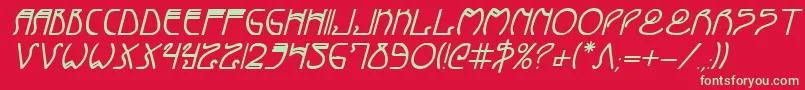 フォントCoyoteDecoBoldItalic – 赤い背景に緑の文字