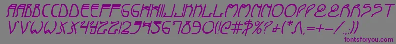 フォントCoyoteDecoBoldItalic – 紫色のフォント、灰色の背景