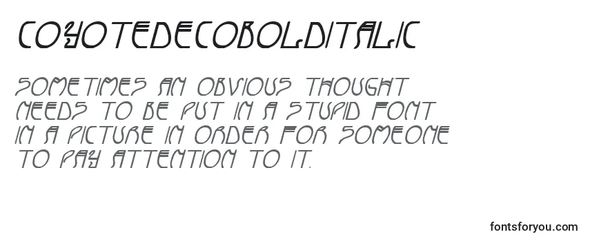 Überblick über die Schriftart CoyoteDecoBoldItalic