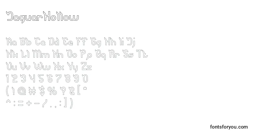 Czcionka JaguarHollow – alfabet, cyfry, specjalne znaki