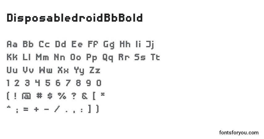 Шрифт DisposabledroidBbBold – алфавит, цифры, специальные символы