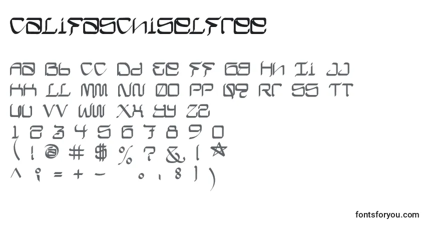 A fonte CalifaschiselFree – alfabeto, números, caracteres especiais