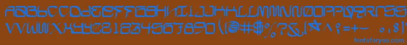 フォントCalifaschiselFree – 茶色の背景に青い文字