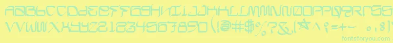 フォントCalifaschiselFree – 黄色い背景に緑の文字