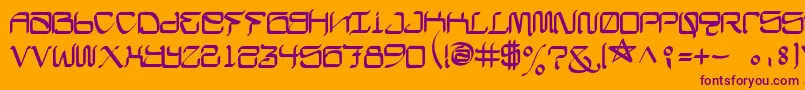 CalifaschiselFree-Schriftart – Violette Schriften auf orangefarbenem Hintergrund