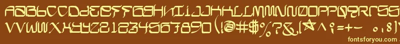 CalifaschiselFree-Schriftart – Gelbe Schriften auf braunem Hintergrund
