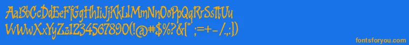 フォントCookedAltTwo – オレンジ色の文字が青い背景にあります。