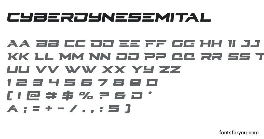 Шрифт Cyberdynesemital – алфавит, цифры, специальные символы