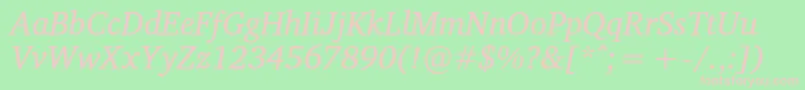 VelekaItalic Font – Pink Fonts on Green Background