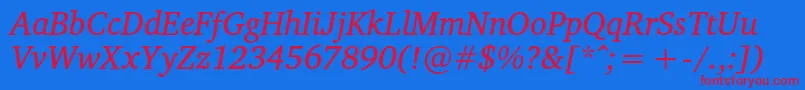 VelekaItalic Font – Red Fonts on Blue Background