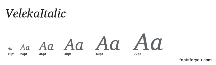 Размеры шрифта VelekaItalic