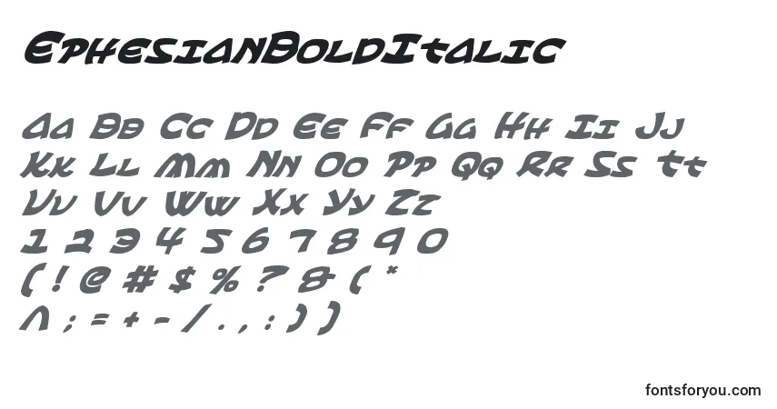 EphesianBoldItalic-fontti – aakkoset, numerot, erikoismerkit