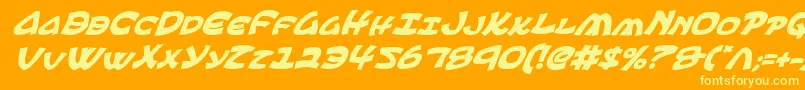 EphesianBoldItalic-Schriftart – Gelbe Schriften auf orangefarbenem Hintergrund