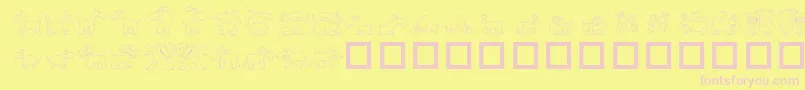 TpfUbiquitous-fontti – vaaleanpunaiset fontit keltaisella taustalla
