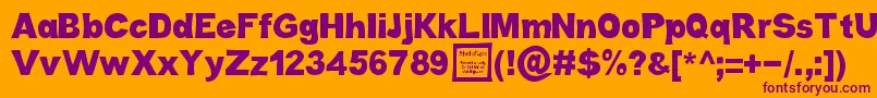 Więcej informacji o czcionce CaboldComicDemo Czcionka CaboldComicDemo – fioletowe czcionki na pomarańczowym tle