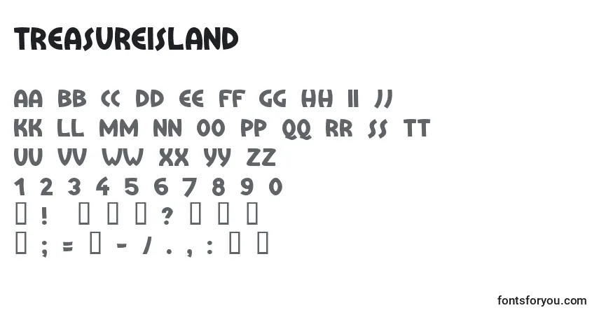 Schriftart TreasureIsland – Alphabet, Zahlen, spezielle Symbole