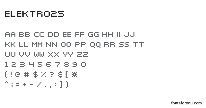 A fonte Elektr025 – alfabeto, números, caracteres especiais