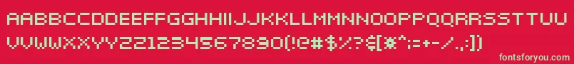 フォントElektr025 – 赤い背景に緑の文字