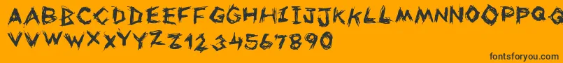 Uneasy-Schriftart – Schwarze Schriften auf orangefarbenem Hintergrund